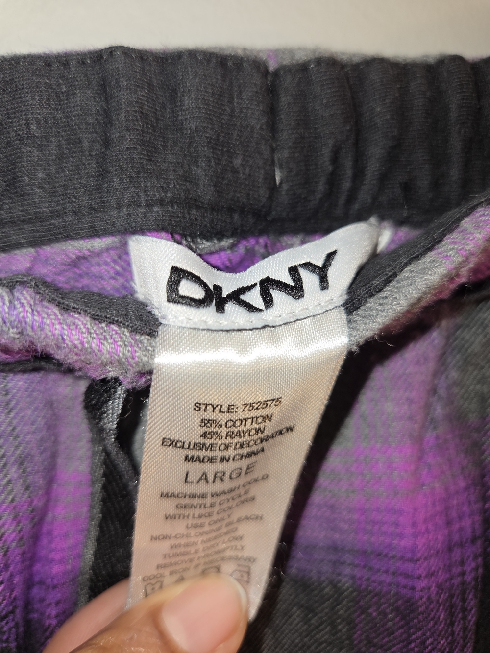 DKNY Purple and Gray Plaid  Sleep Pants - Picture 3 of 4